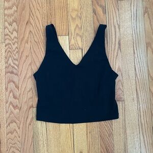 Athleta Cropped V-Neck Top Women's Medium Black New Never Worn
